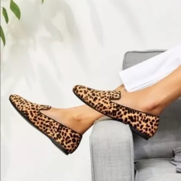 Birdies Starling Smoking Slipper in Cheetah Print Calf Hair Quilted Flats Size 7 - Picture 2 of 16